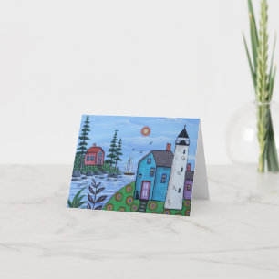Summer Lighthouse Folded Note Card