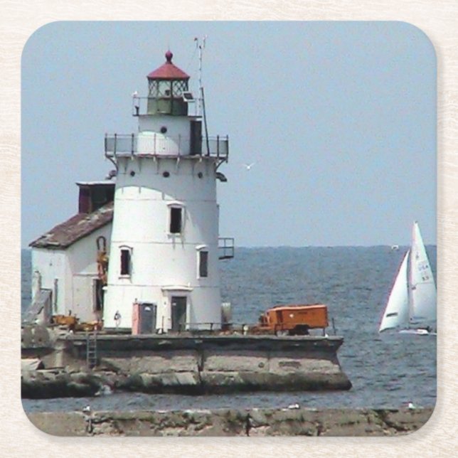 Summer Lighthouse Paper Coaster (Front)