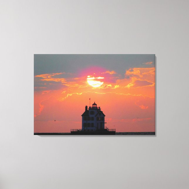 Summer Lighthouse Sunset Canvas Print (Front)