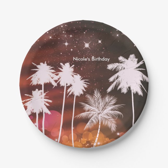 Summer Lights Sparkle Dance Club Birthday Party Paper Plate (Front)