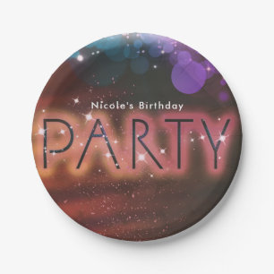 Summer Lights Sparkle Dance Club Birthday Party Paper Plate