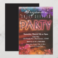 Summer Lights Sparkle Dance Club Party Invitation
