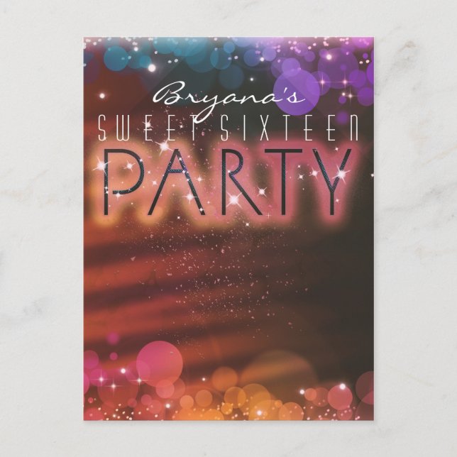 Summer Lights Sparkle Dance Club Party Invitation Postcard (Front)