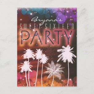 Summer Lights Sparkle Palm Trees Party Invitation