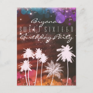 Summer Lights Sparkle Palm Trees Party Invitation