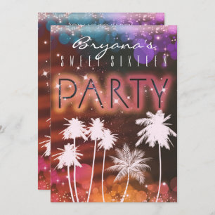 Summer Lights & White Palm Tree Party Invitations