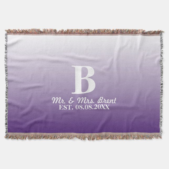 summer lilac ombre purple monograms throw blanket (Front)