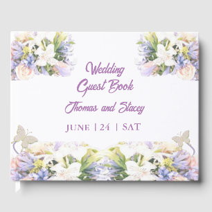 Summer Lilac Wildflower Romantic Wedding  Guest Book