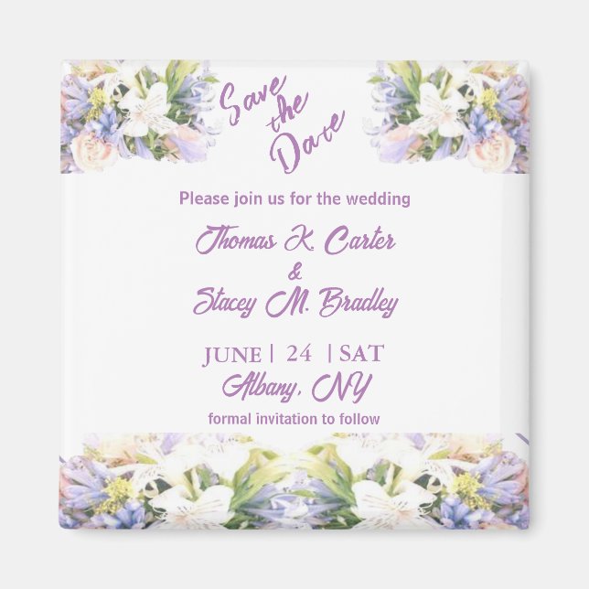 Summer Lilac Wildflower Romantic Wedding  Magnet (Front)