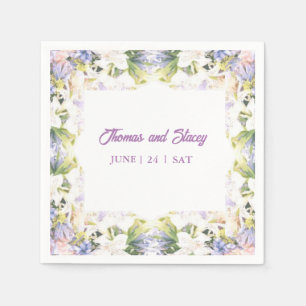 Summer Lilac Wildflower Romantic Wedding  Napkin
