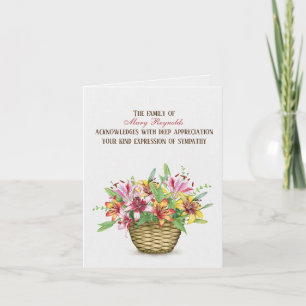 Summer Lily Basket Sympathy Thank You Card