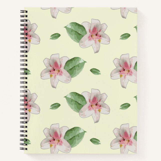 Summer Lily Floral Seamless Pattern Notebook (Front)