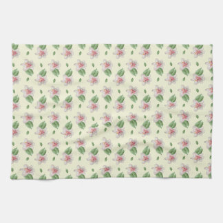 Summer Lily Floral Seamless Pattern Tea Towel