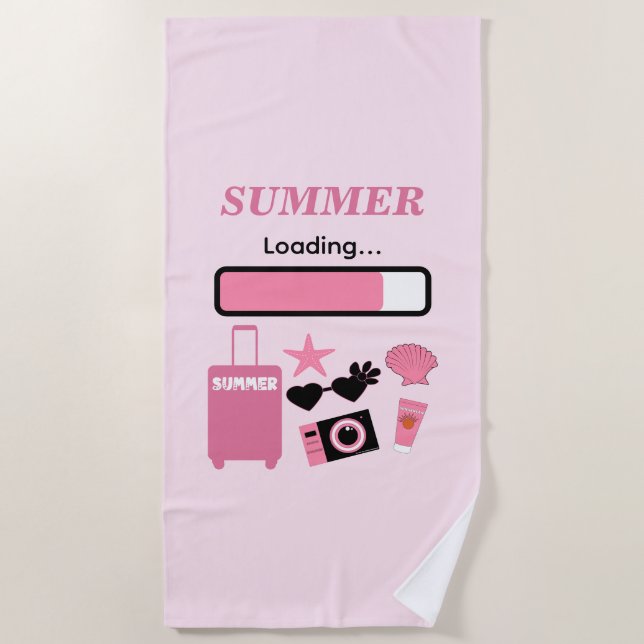 Summer Loading Pink Beach Towel (Front)