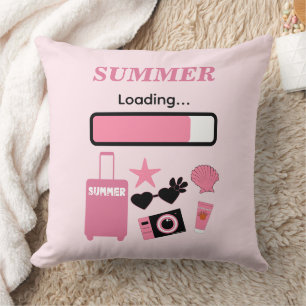 Summer Loading Pink Throw Pillow