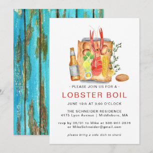 Summer Lobster Boil   Lobster Bake Cookout  Invitation