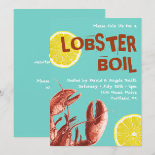 Summer Lobster Boil Party Aqua Invitation