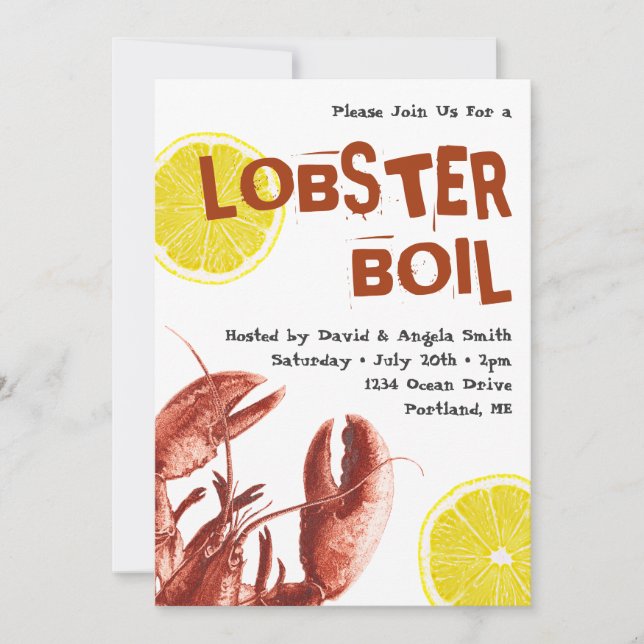 Summer Lobster Boil Party White Invitation (Front)