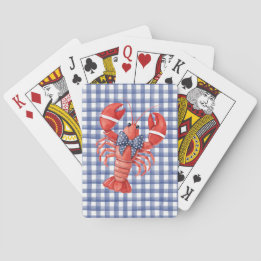 Summer Lobster Nautical Chequered Playing Cards