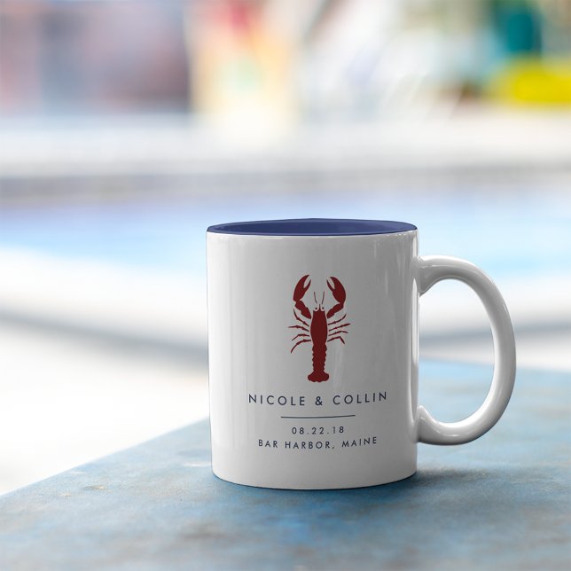 Summer Lobster Wedding Favor Two-Tone Coffee Mug (Creator Uploaded)