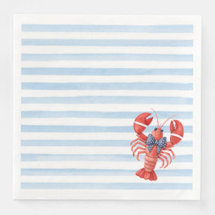 Summer Lobster with Bow and Coastal Stripes Napkin