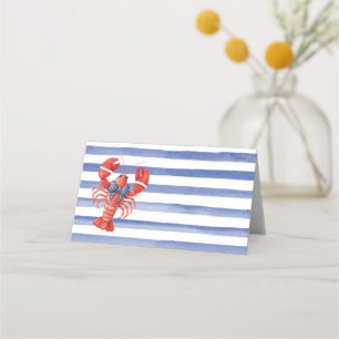 Summer Lobster with Nautical Stripes Place Card