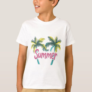 Summer Logo - Summer Palms with Tropical Vibes T-Shirt