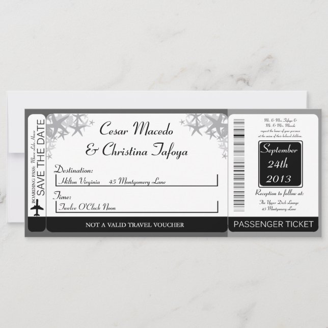 Summer Love Boarding Pass Wedding Invitation (Front)