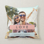 Summer Love Cushion<br><div class="desc">Customisable image with pink and light blue strip.</div>