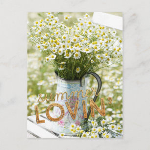 Summer Love Field Wild Flowers + Text Postcard