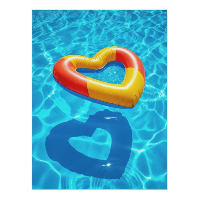 Summer Love Heart Float in Blue Pool Poster (Front)