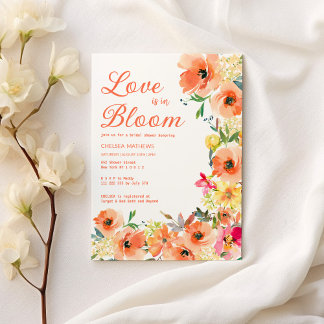 Summer Love In Bloom colourful floral Bridal Showe Invitation