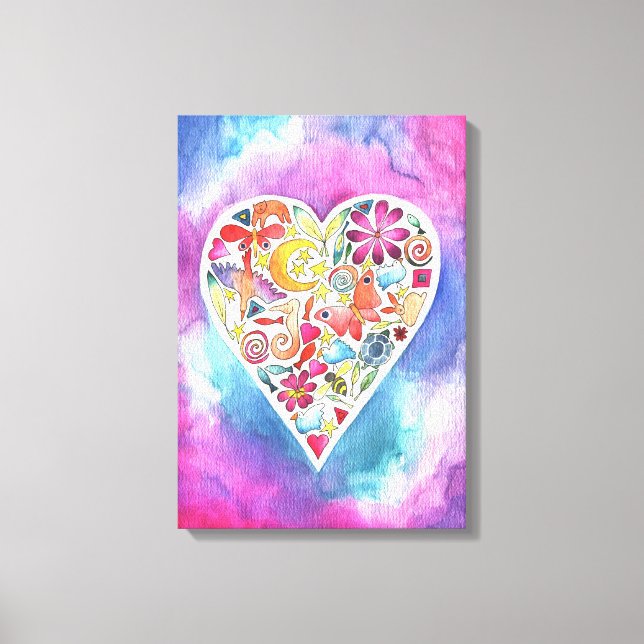 Summer Love Watercolor painting on Canvas (Front)