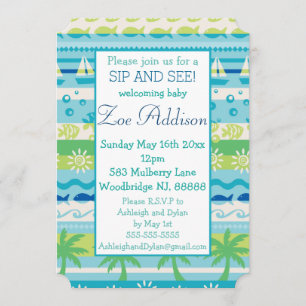 Summer Lovin' Nautical Baby Sip and See Invitation