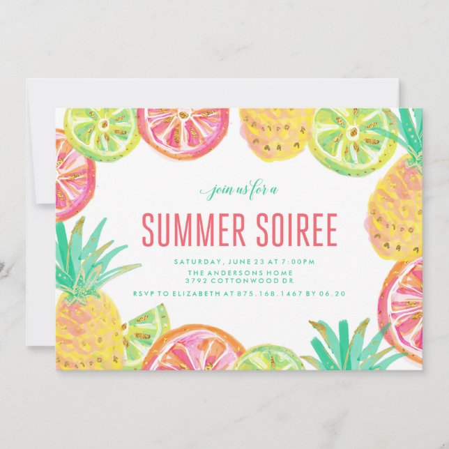 Summer Luau BBQ Party Invition Invitation (Front)