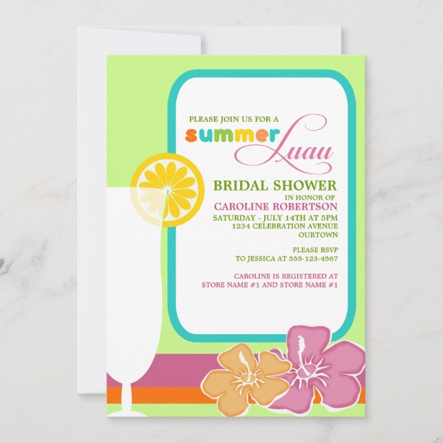 Summer Luau Bridal Shower Invitations (Front)