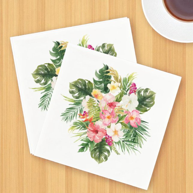 Summer Luau Party Tropical Flowers Napkin (Creator Uploaded)