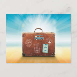 Summer luggage vacation postcard