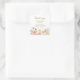 Summer Luxe Floral Bloom Baby Shower Thank You Square Sticker
