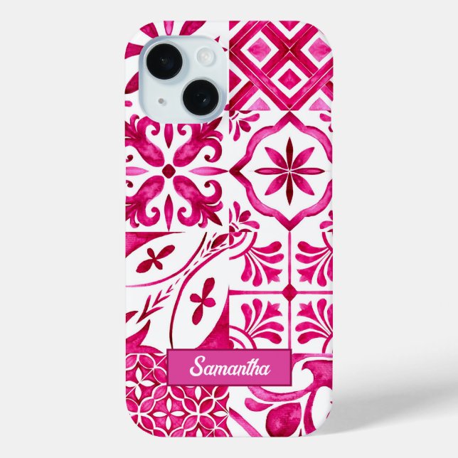 Summer majolica red Sicilian Mediterranean Case-Mate iPhone Case (Back)