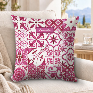 Summer majolica red Sicilian Mediterranean Cushion