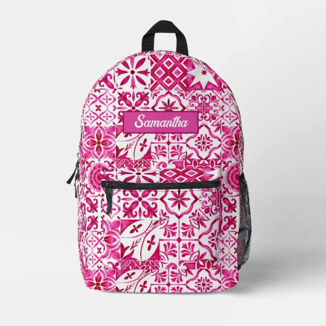 Summer majolica red Sicilian Mediterranean Printed Backpack (Front)