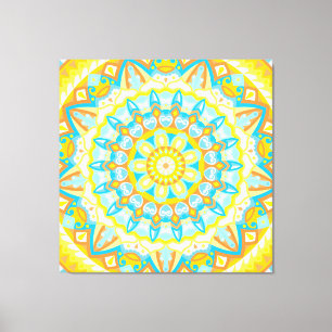 Summer Mandala Art Yellow Orange Boho Bright Canvas Print