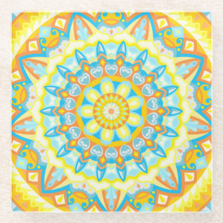 Summer Mandala Glass Coaster