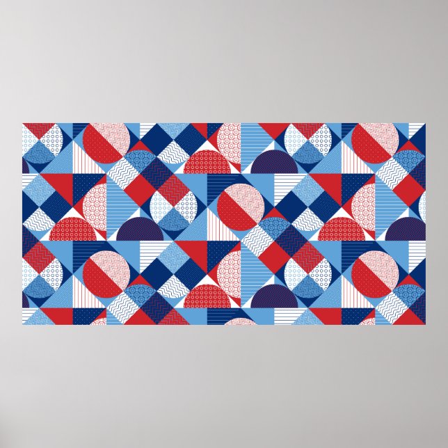 Summer marine geometric seamless pattern poster (Front)