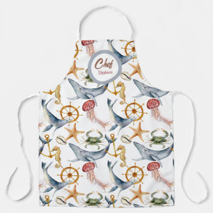 Summer Marine Life, Whales, Editable  Apron