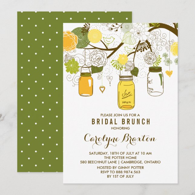 Summer Mason Jars | Bridal Brunch Invitation (Front/Back)