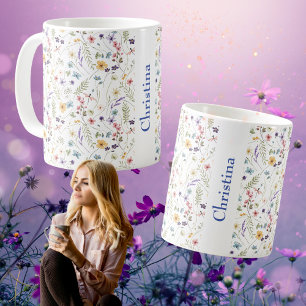 Summer Meadow Allover Pattern Name Coffee Mug