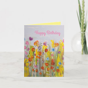 Summer Meadow Bright Abstract Floral Birthday card