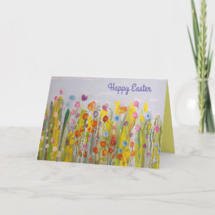 Summer Meadow Bright Abstract Floral Easter Card